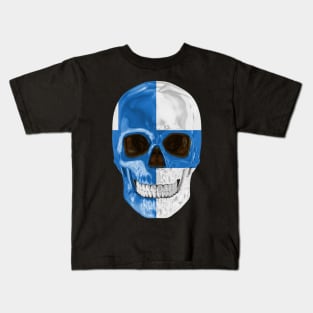 Finland Flag Skull - Gift for Finnish With Roots From Finland Kids T-Shirt